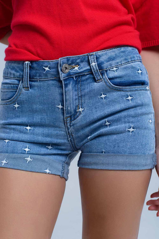 Q2 Shorts vaqueros con detalle de estrellas