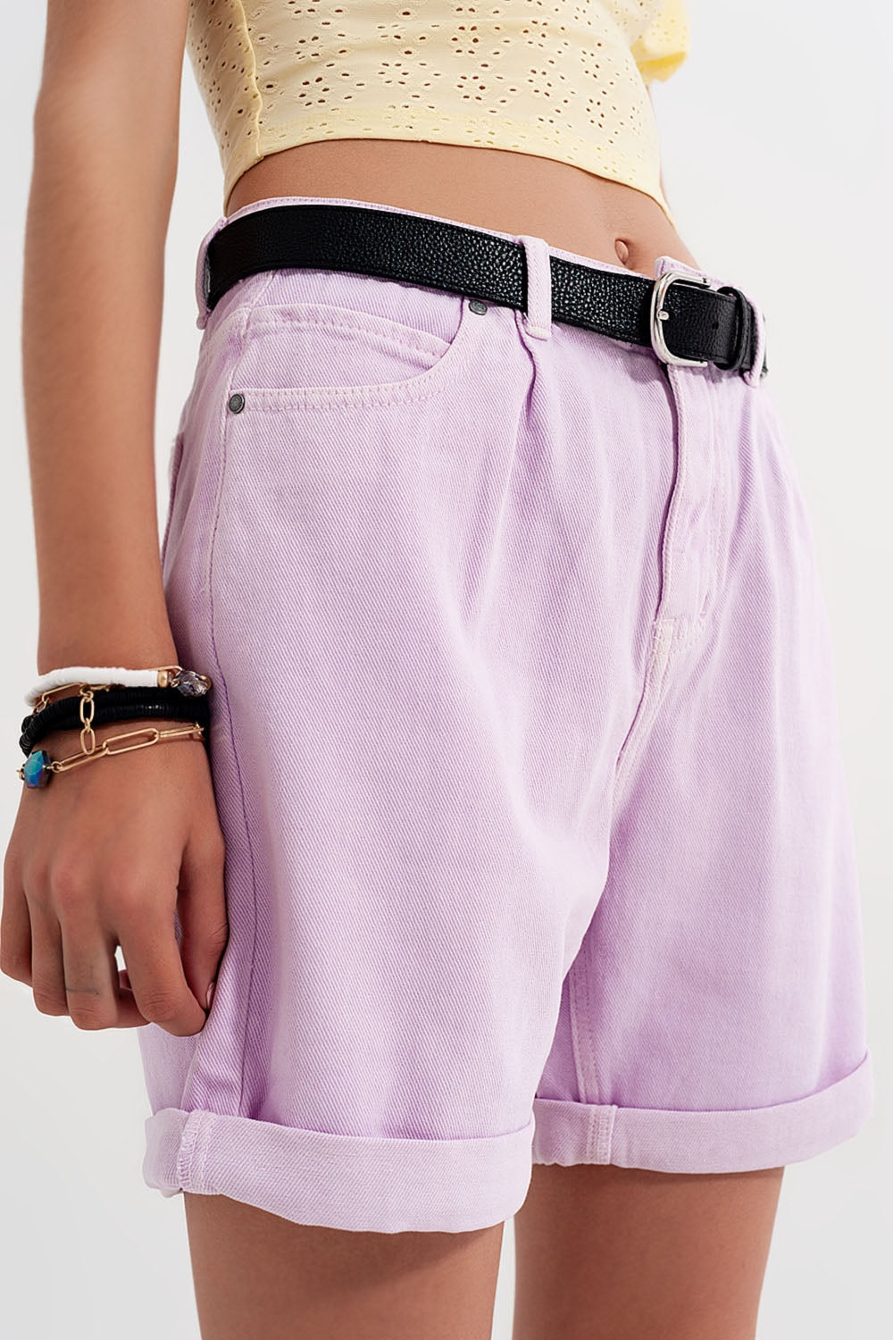 Shorts vaqueros Mom en lila Q2