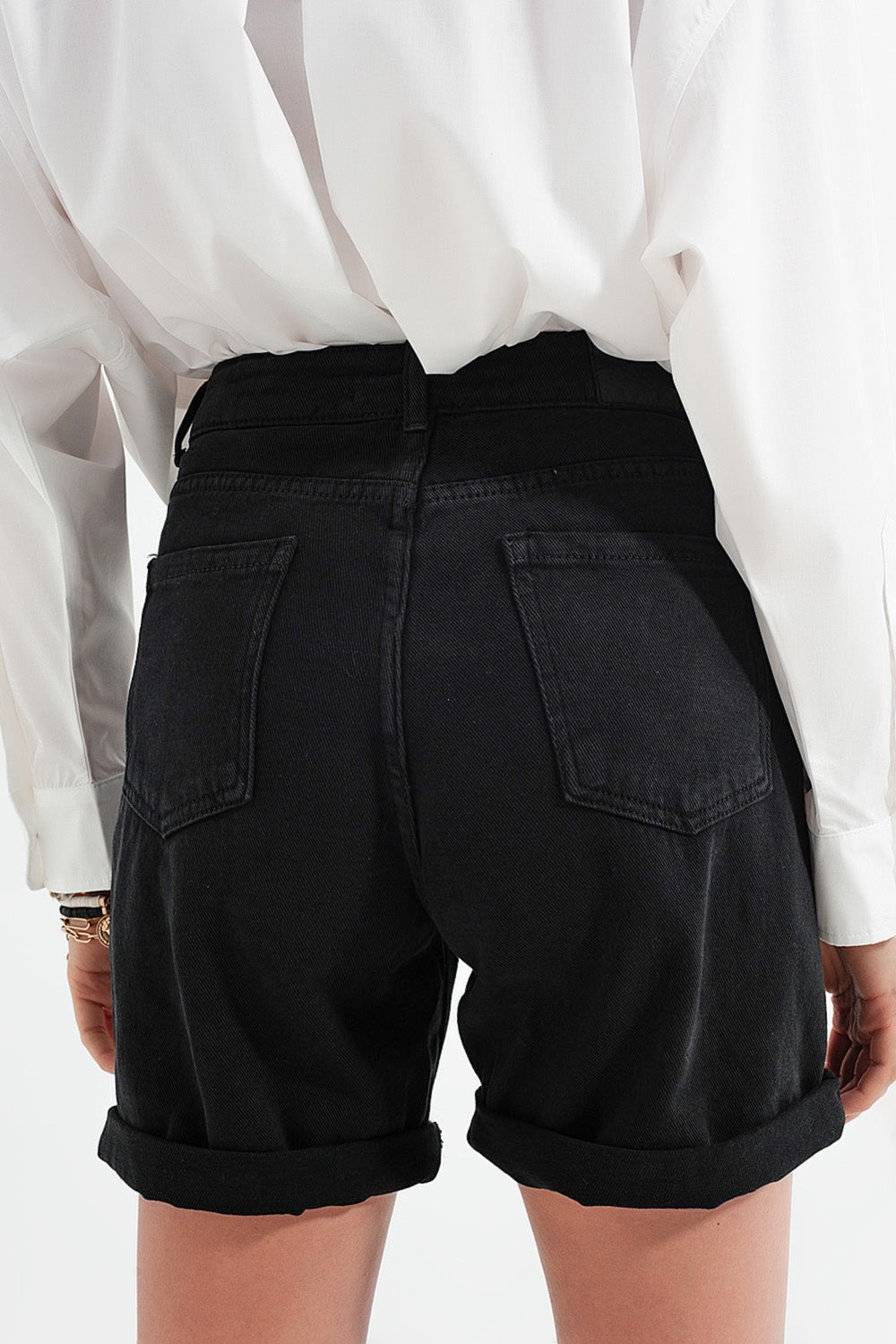 Shorts vaqueros Mom en negro Q2
