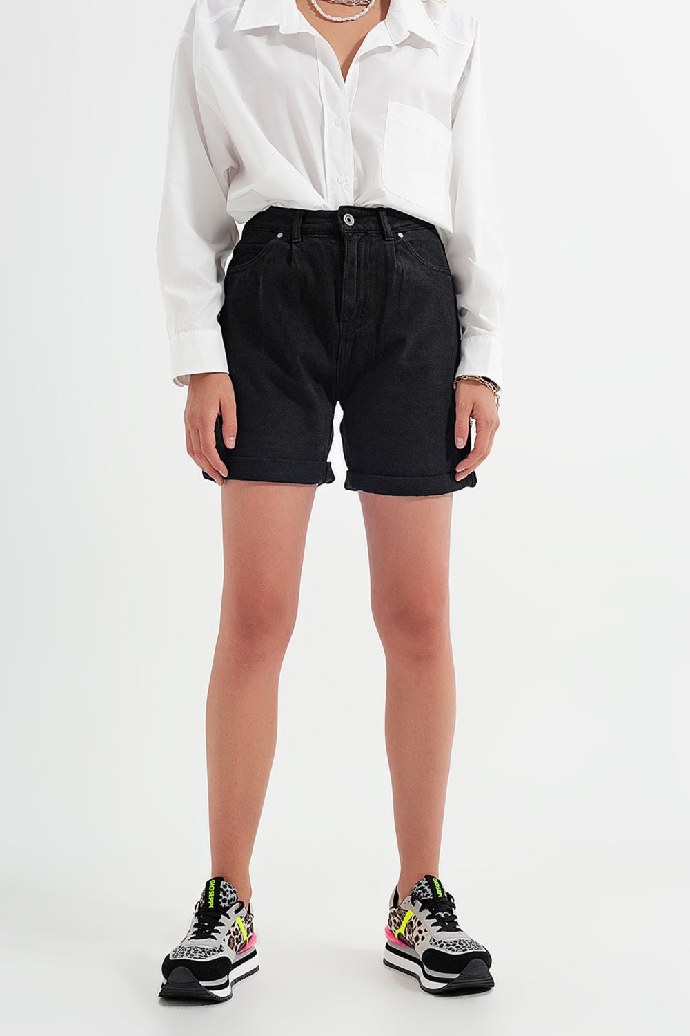 Shorts vaqueros Mom en negro Q2