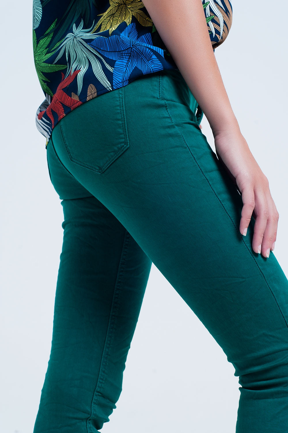 Skinny jeans elastico verde Q2