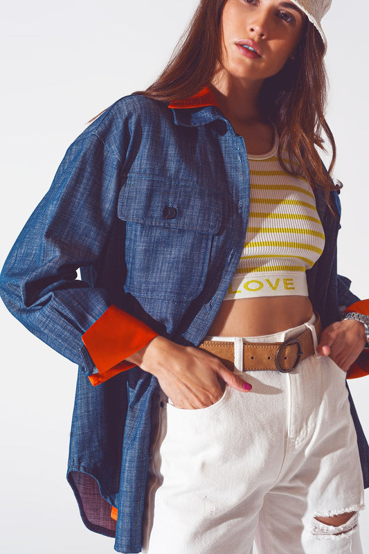 Q2 Sobrecamisa de manga larga en marino