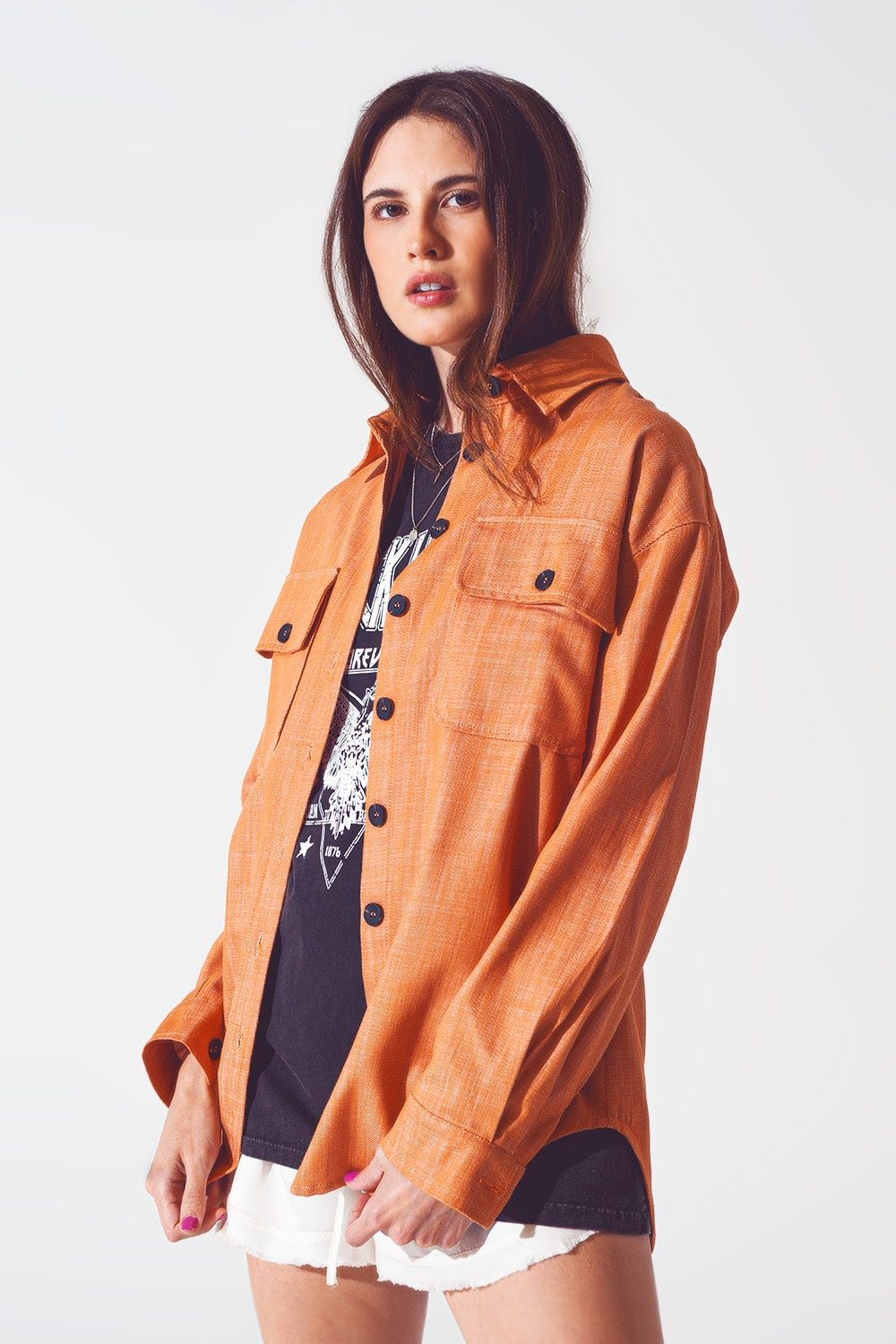 Sobrecamisa de manga larga en naranja Q2