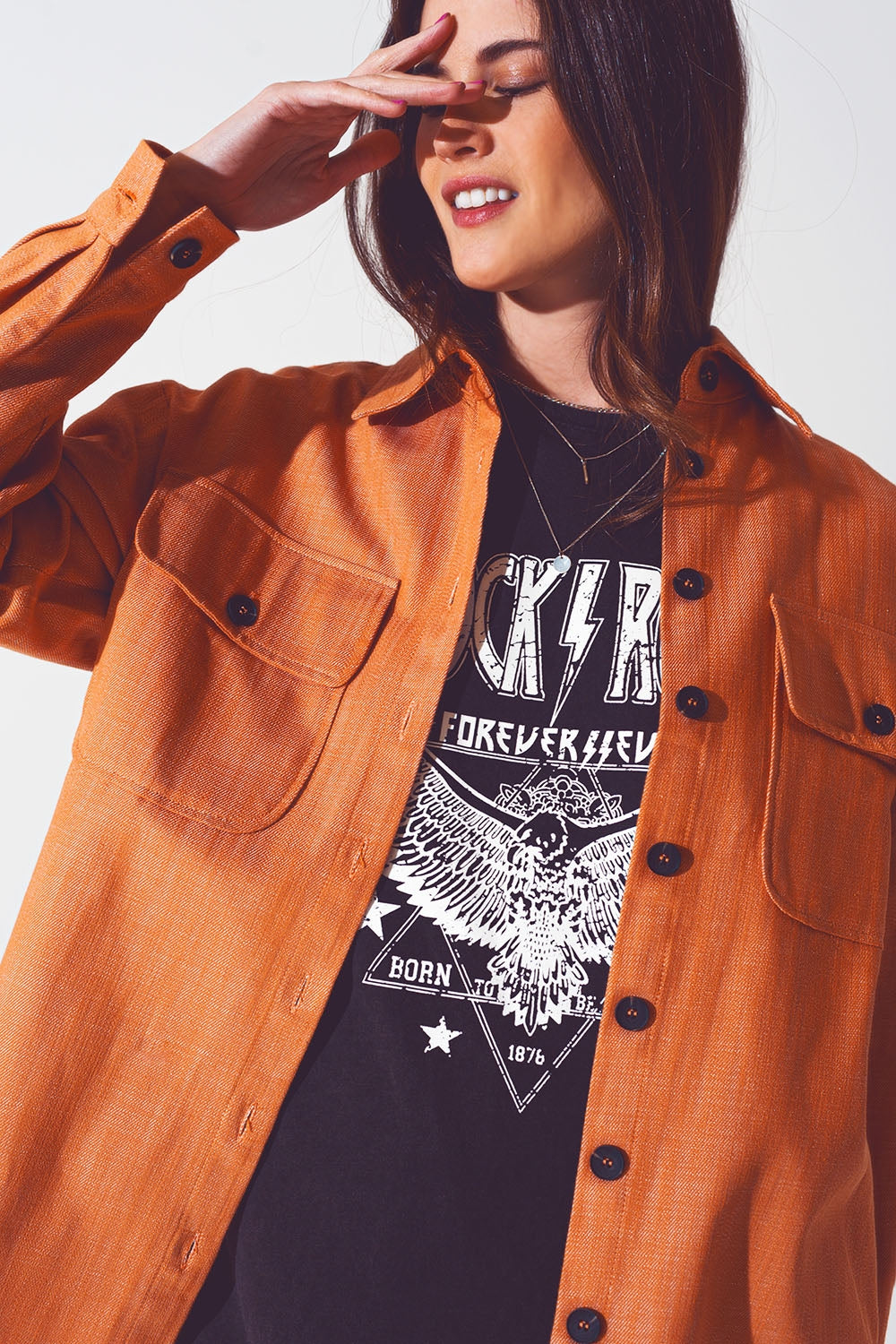Sobrecamisa de manga larga en naranja Q2