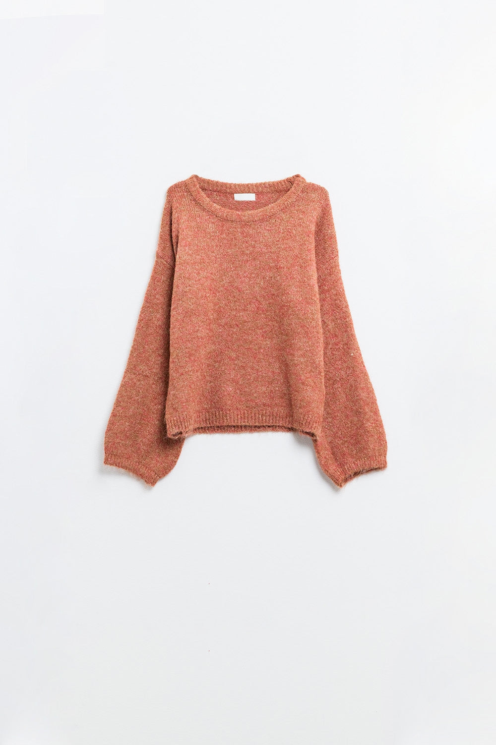 Suéter acogedor con mangas abullonadas en color camel Q2