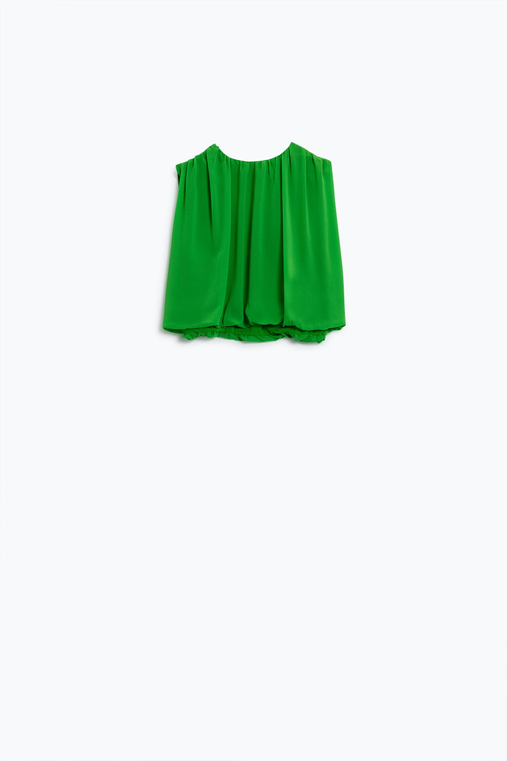 Top de gasa verde con diseño fruncido Q2
