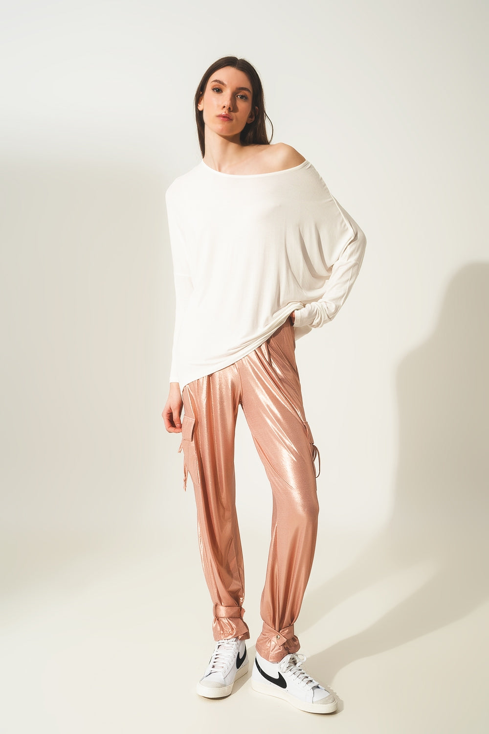 Top de manga larga en modal crema Q2