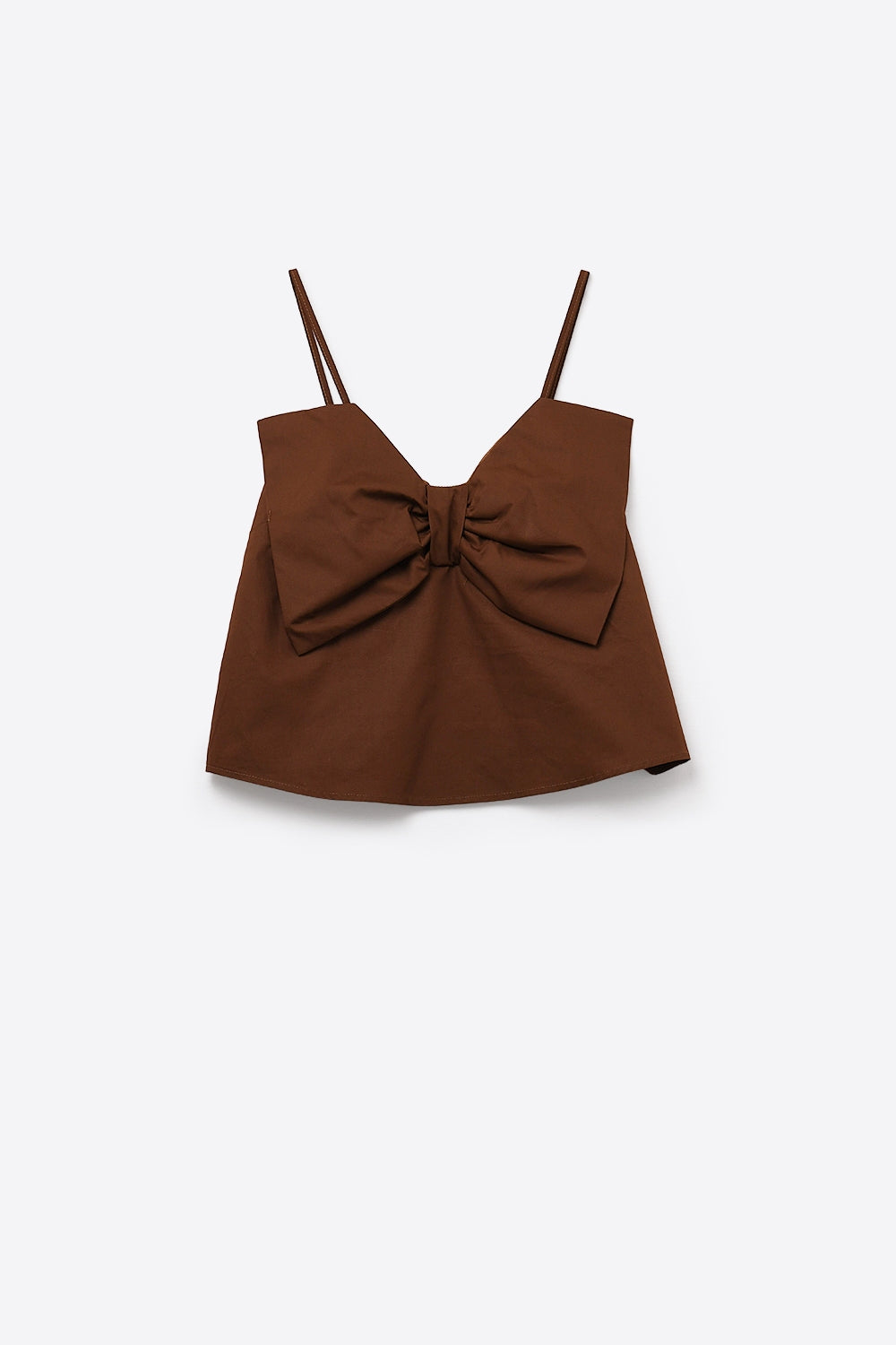 Top de popelina marrón chocolate con detalle de lazo Q2