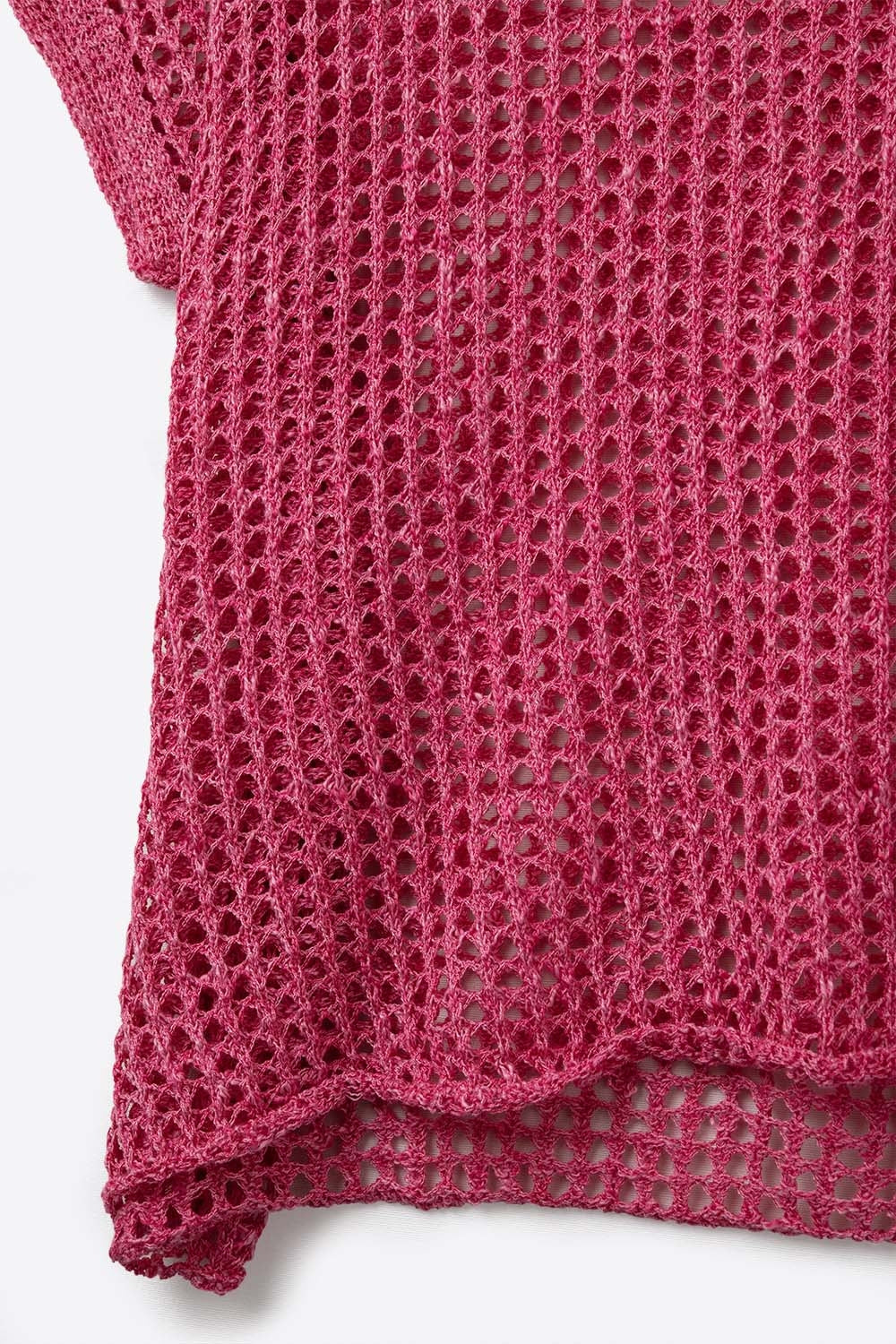 Top de punto abierto con mangas caídas en fucsia Q2