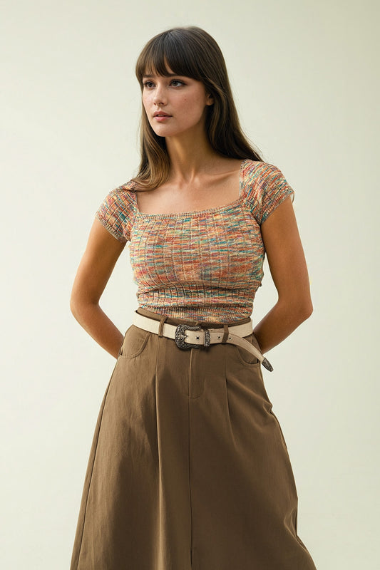 Q2 Top elástico de colores con la parte inferior de la espalda al descubierto