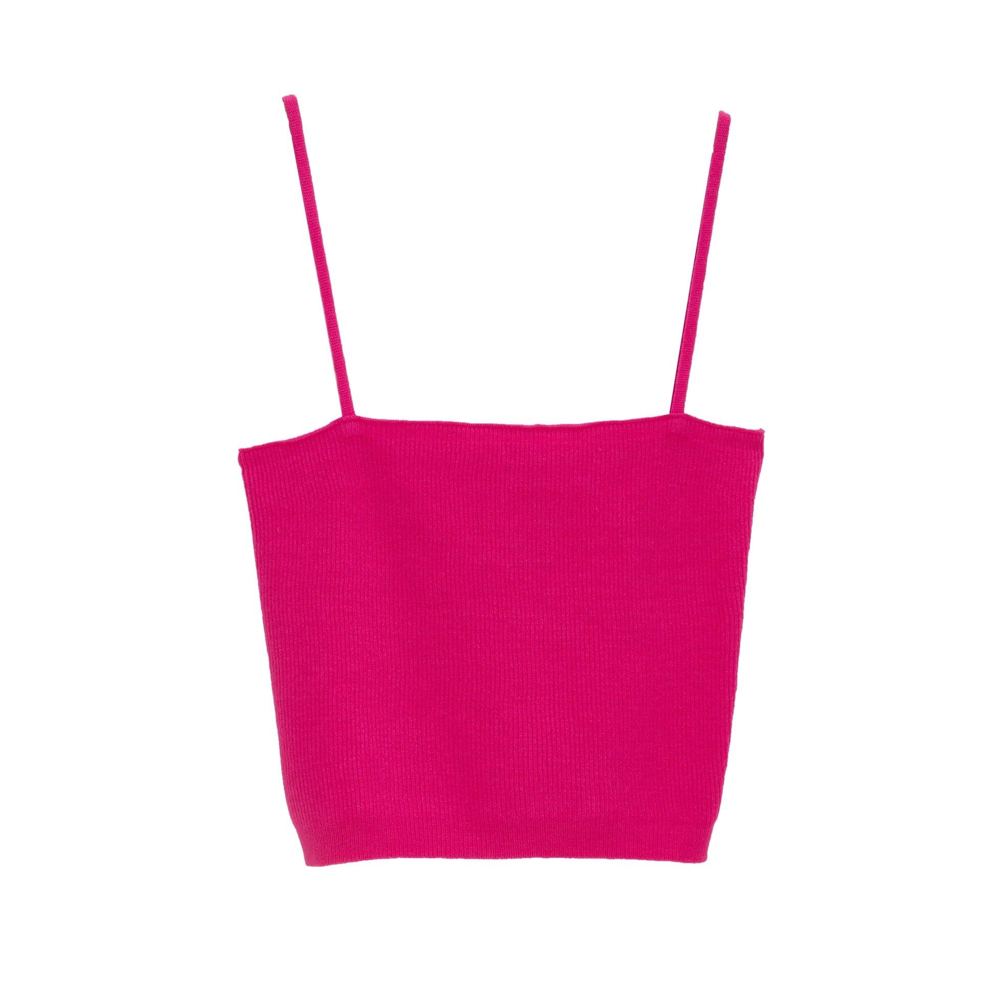 Top fucshia sin mangas de punto de canalé Q2