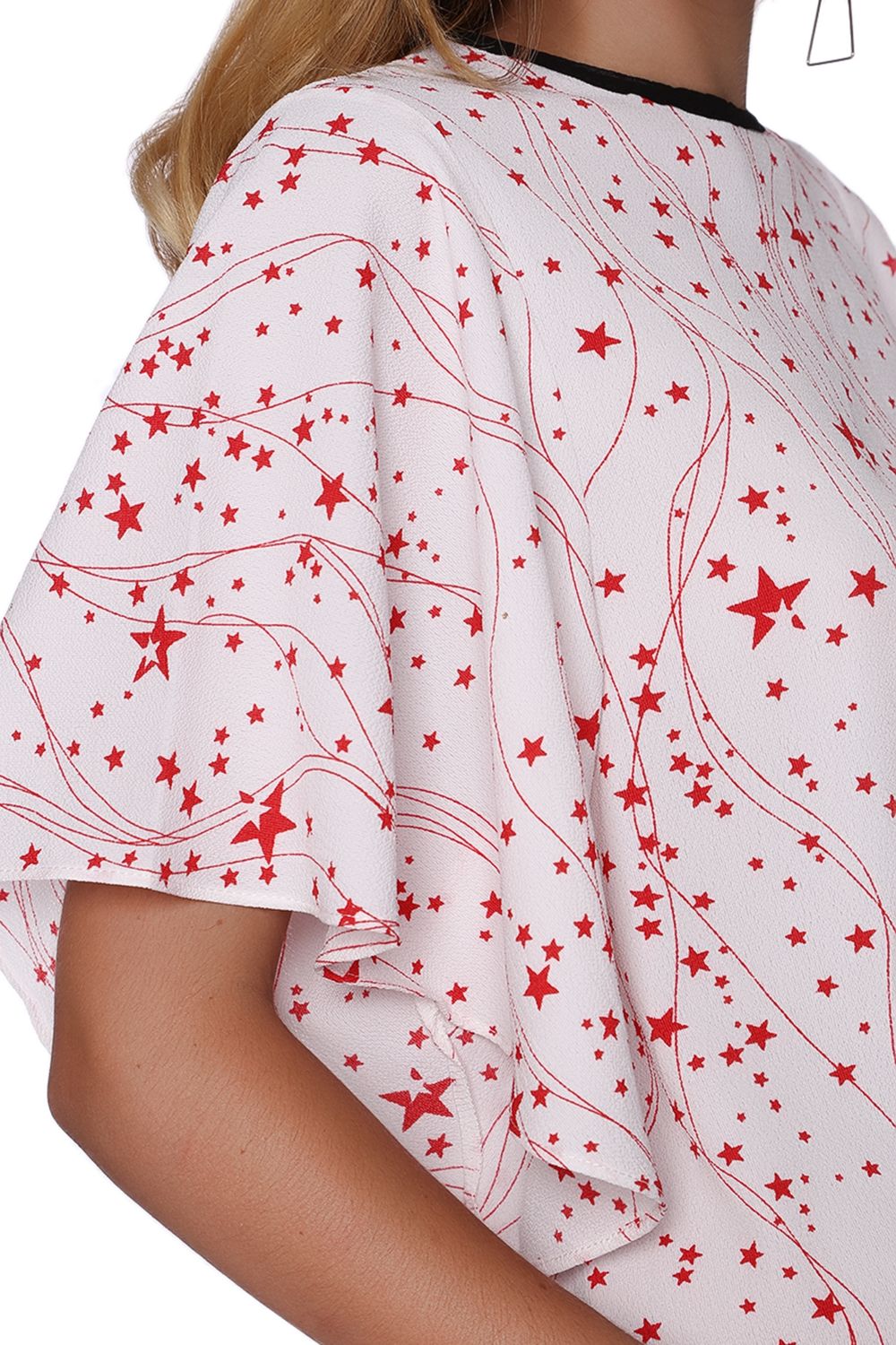 Top holgado con manga de ángel y estampado de estrellas negras Q2