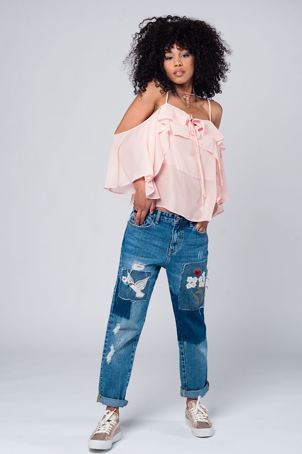Top vaporoso en color rosa claro Q2