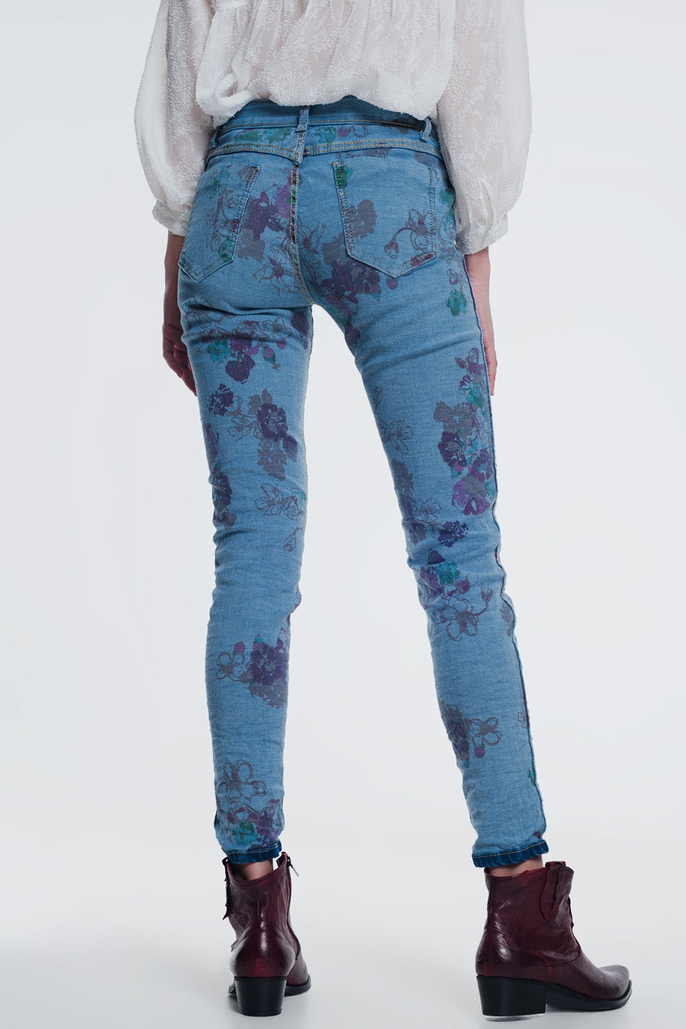 Vaquero reversible con estampado de flores Q2