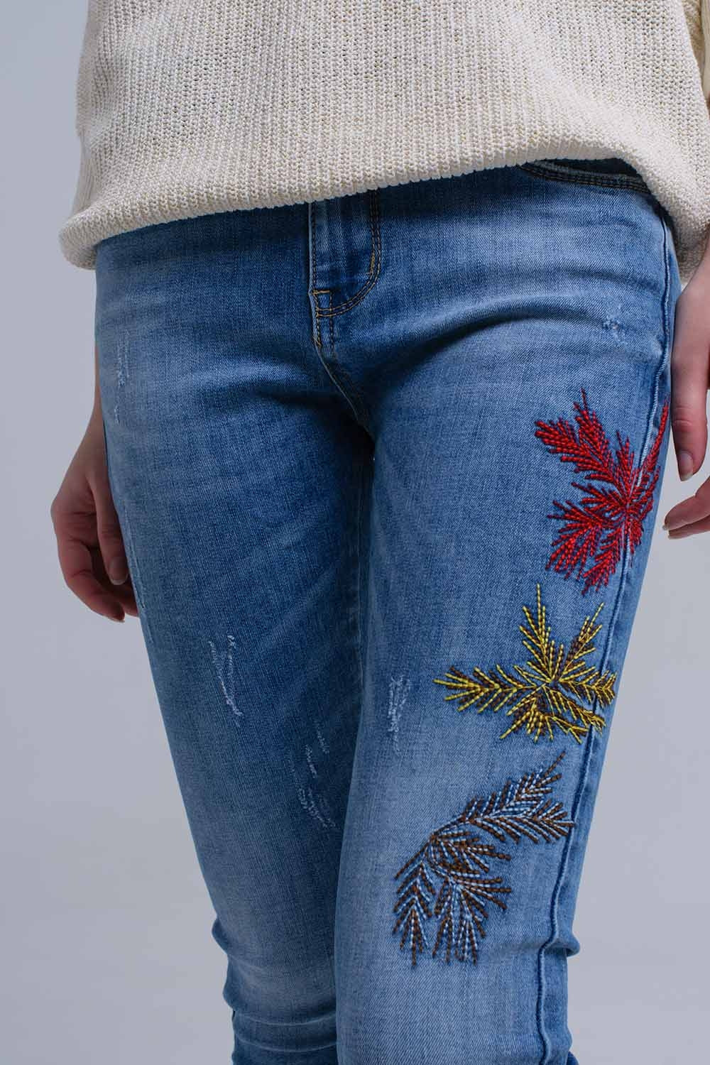 Vaquero skinny con bordados Q2