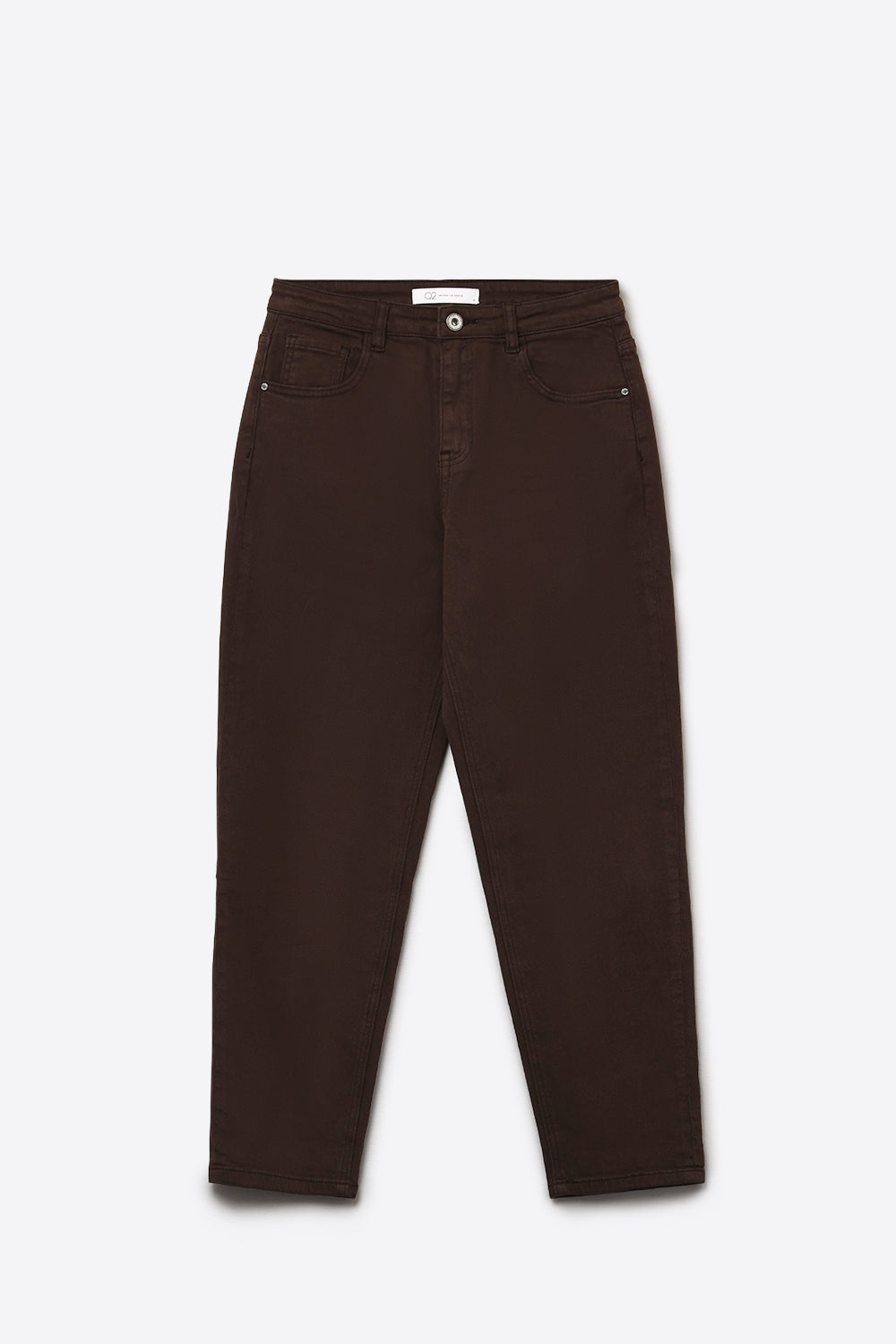 Vaquero slouchy de algodón de talle medio en marrón chocolate Q2