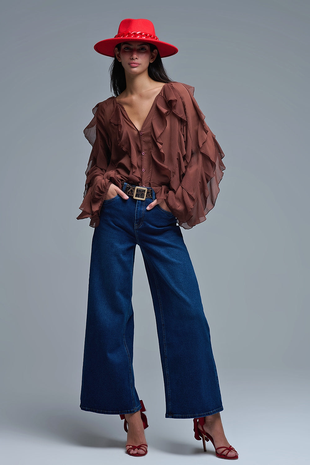 Vaqueros Basic Stretch con pernera ancha en azul oscuro Q2