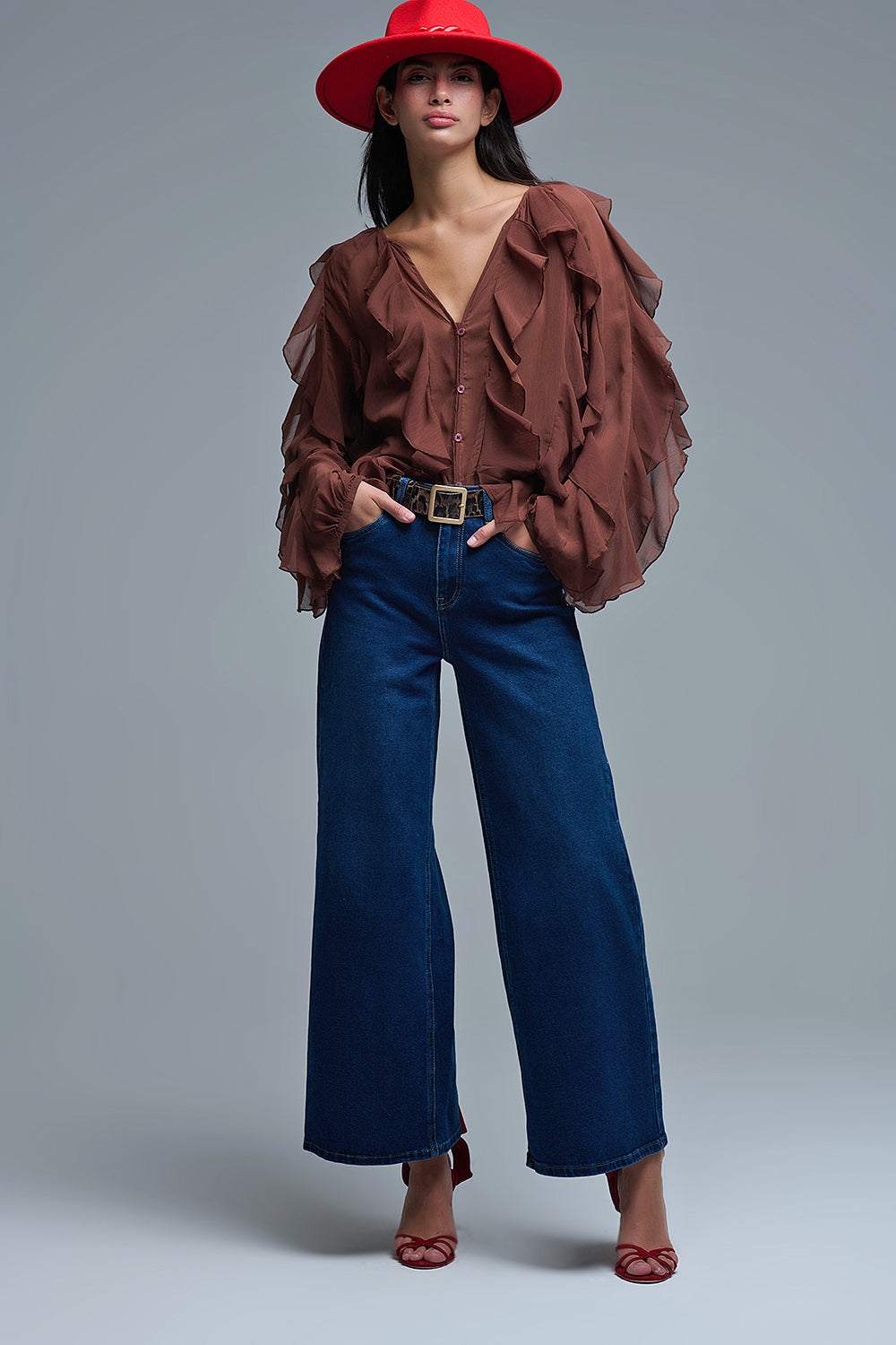 Vaqueros Basic Stretch con pernera ancha en azul oscuro Q2