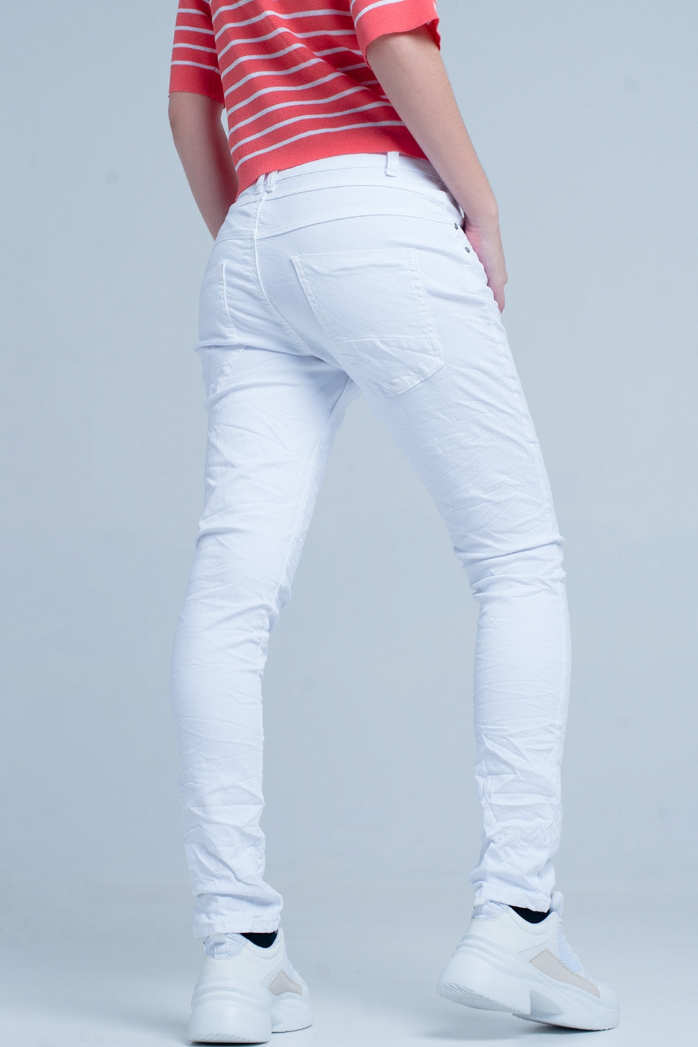Vaqueros blancos Boyfriend de corte sllim Q2
