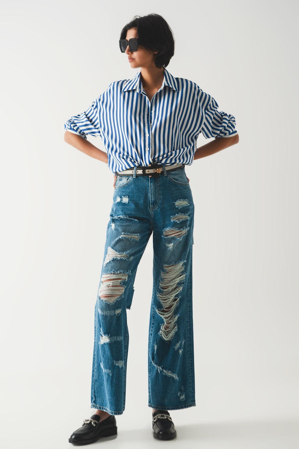 Vaqueros boyfriend desgarrados en azul Q2