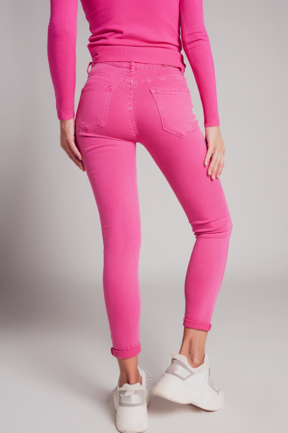 Vaqueros de talle alto color fucsia Q2
