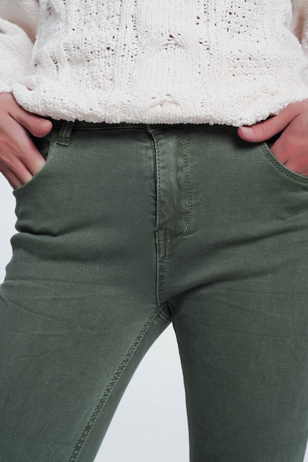 Vaqueros de talle alto color verde Q2