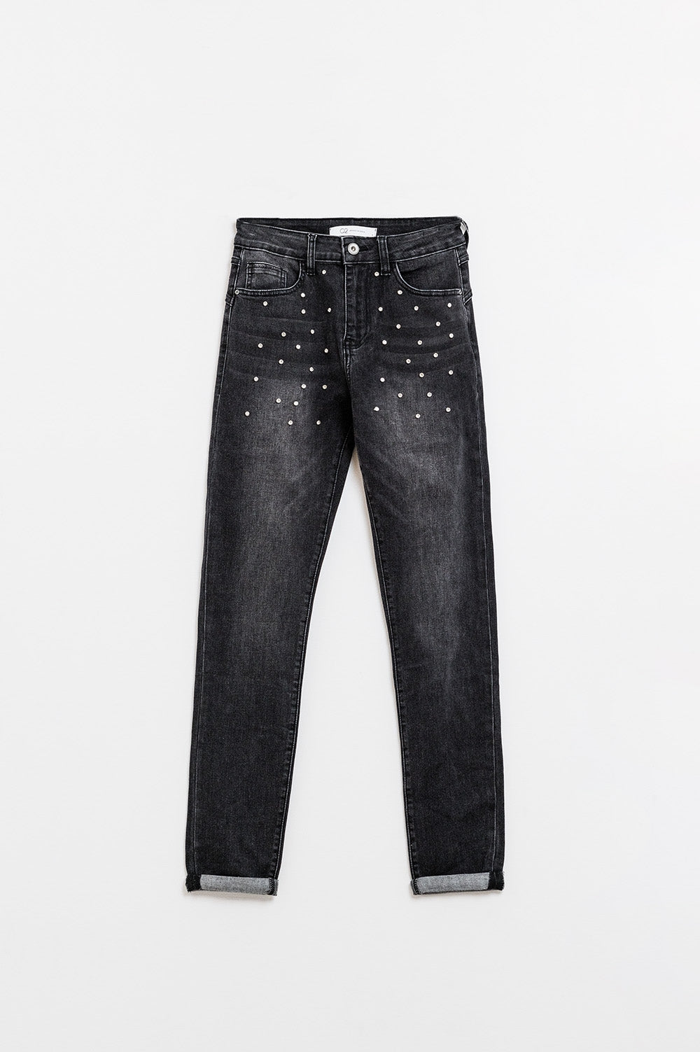 Vaqueros pitillo negros con strass Q2