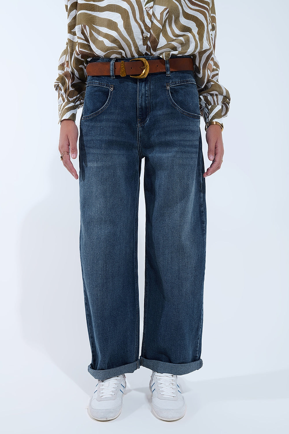 Q2 Vaqueros Relaxed WideLeg Vintage Wash