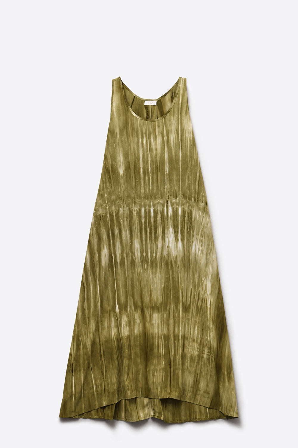 Vestido Boho Relajado en Kakhi Green Tie Dye en tejido de alta calidad Q2