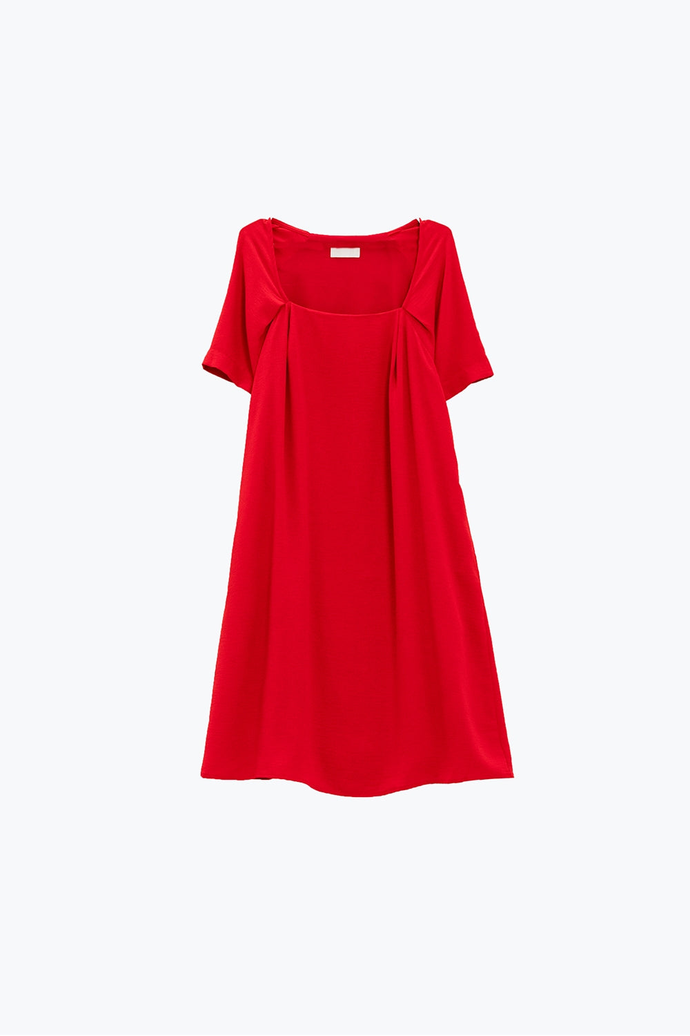 Vestido corto relajado con escote cuadrado y mangas cortas en rojo Q2