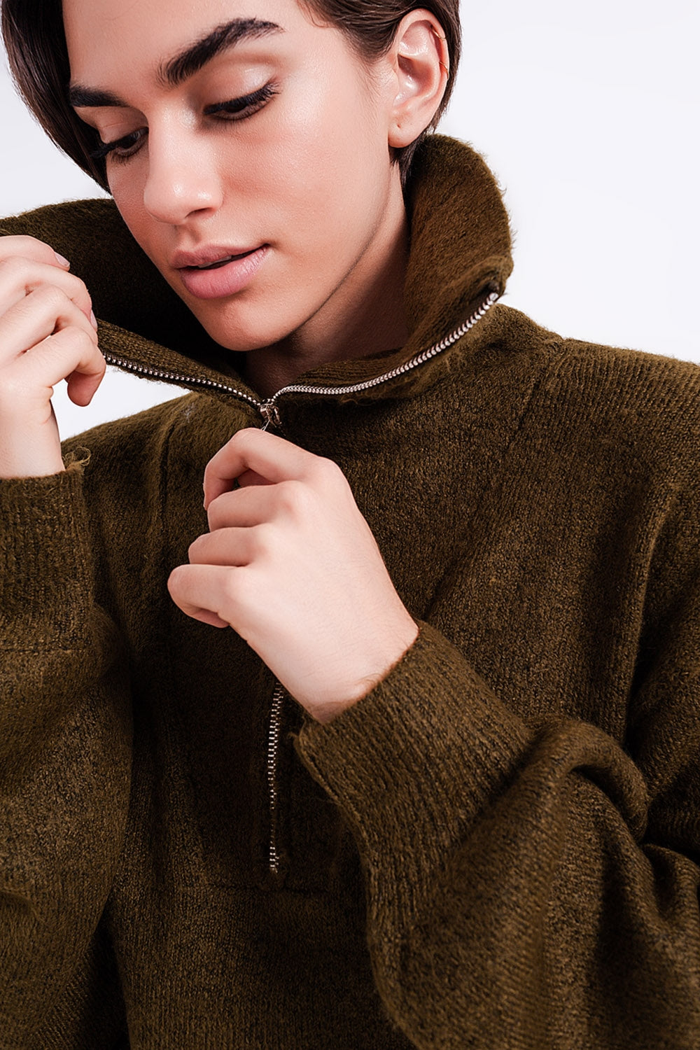 Vestido corto verde oscuro estilo jersey Q2