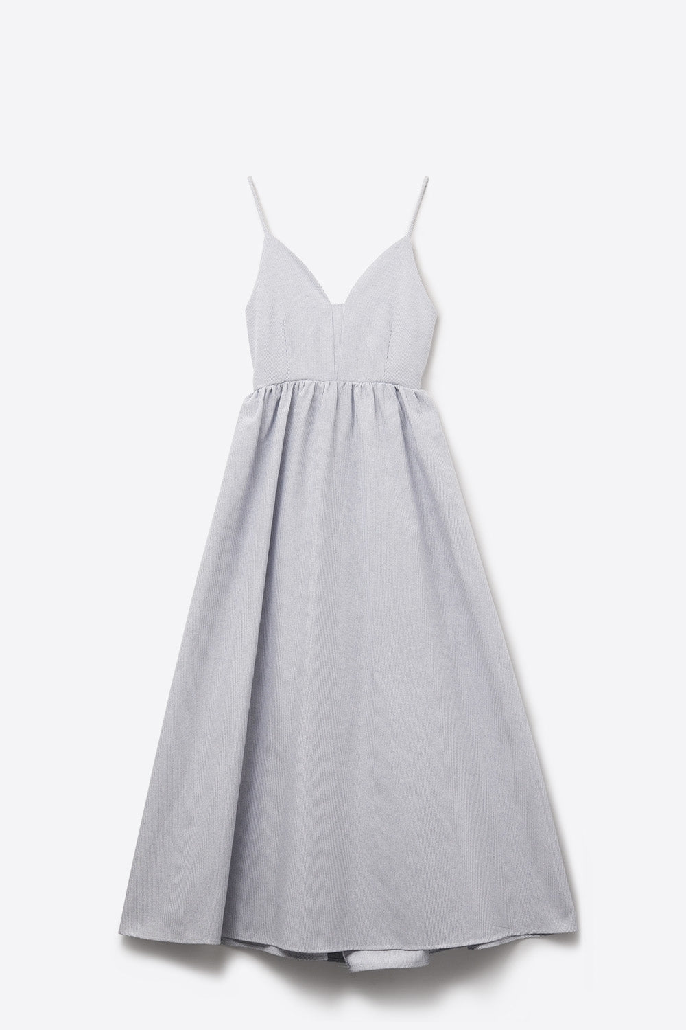 Q2 vestido largo azul de rayas con tirantes y espalda entrecruzada