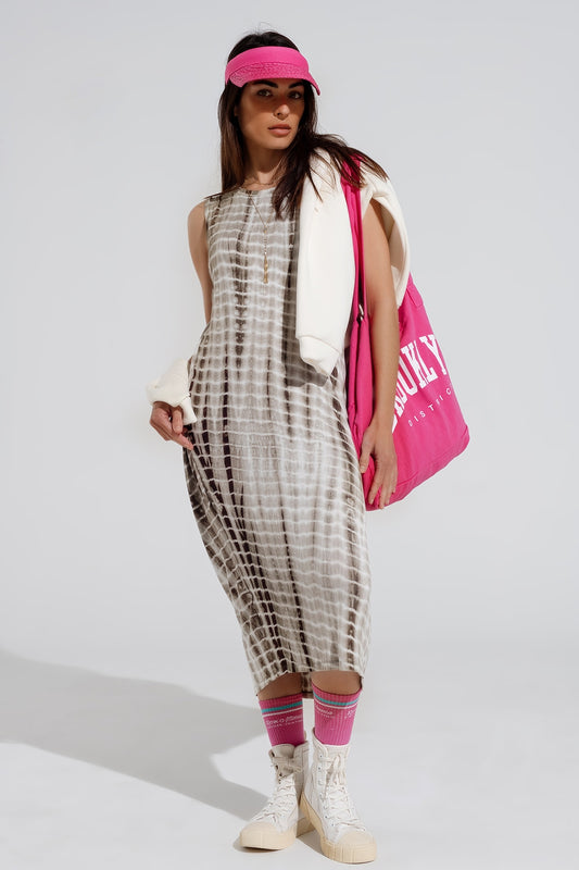 Q2 Vestido maxi Relajado Tie dye En Sombras de khaki