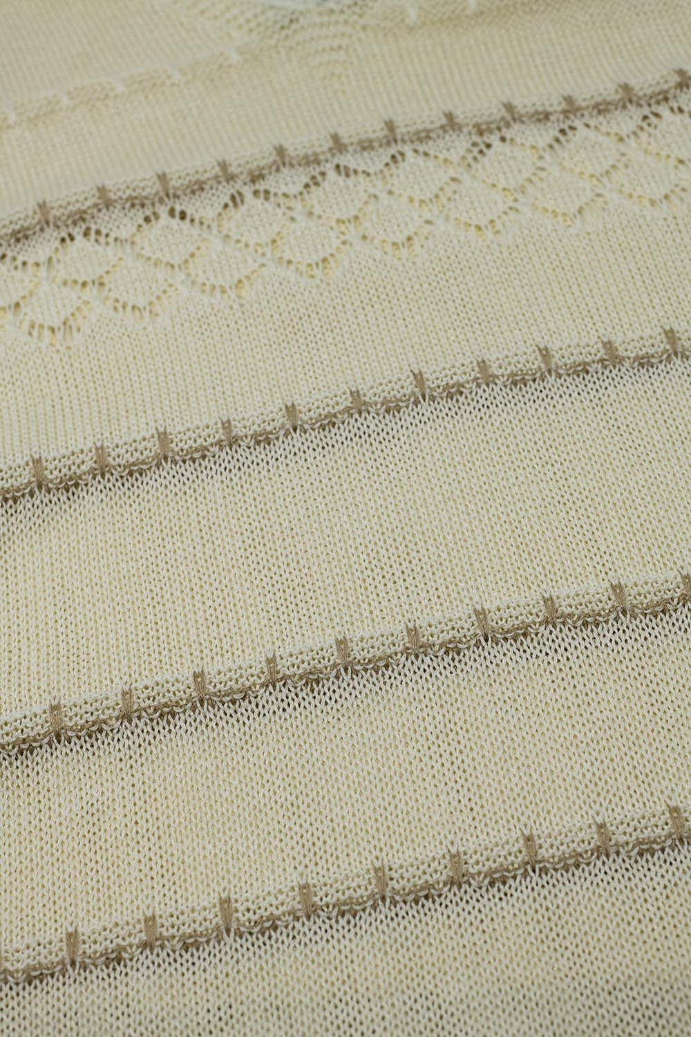 Vestido Midi Crema Sin Mangas Con Escote En V Y Diseño De Crochet Q2