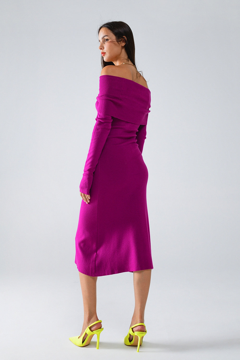 Vestido Midi de Punto Folover Badot en Magenta Q2