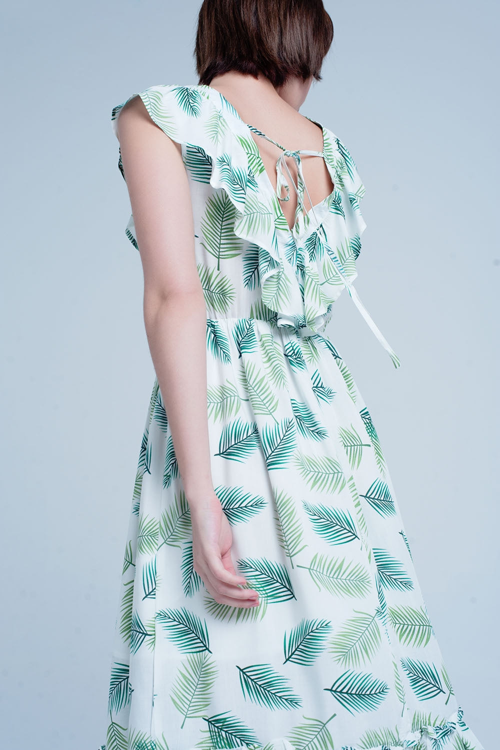 Vestido midi estampado de flores tropical Q2