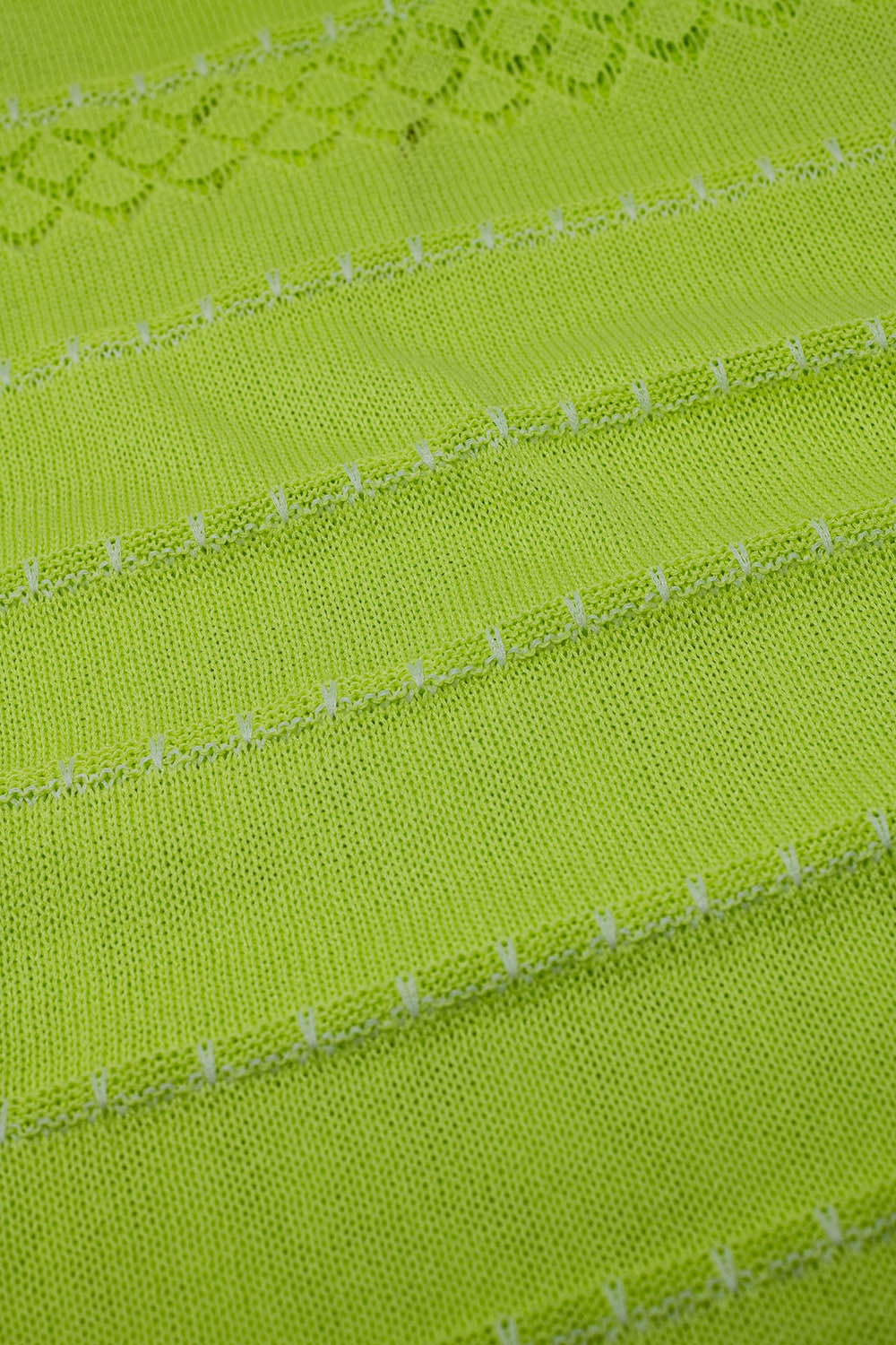 Vestido midi sin mangas de color lima con escote en v y diseño de crochet Q2