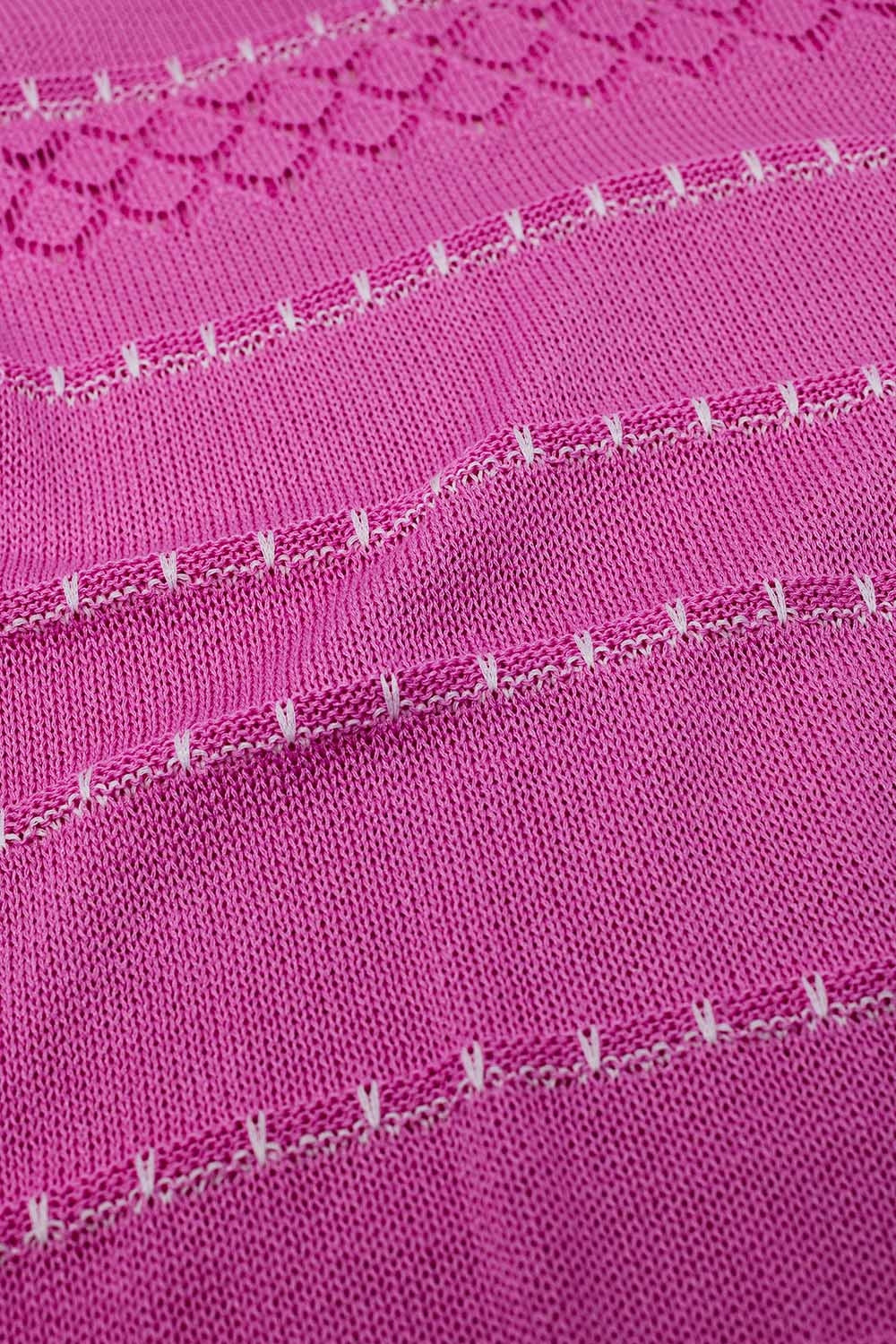 Vestido midi sin mangas fucsia con escote en pico y diseño de ganchillo Q2