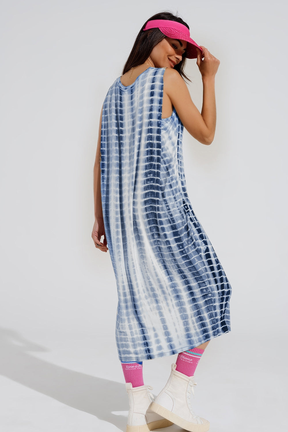 Vestido relajado maxi Tie dye en tonos azules Q2