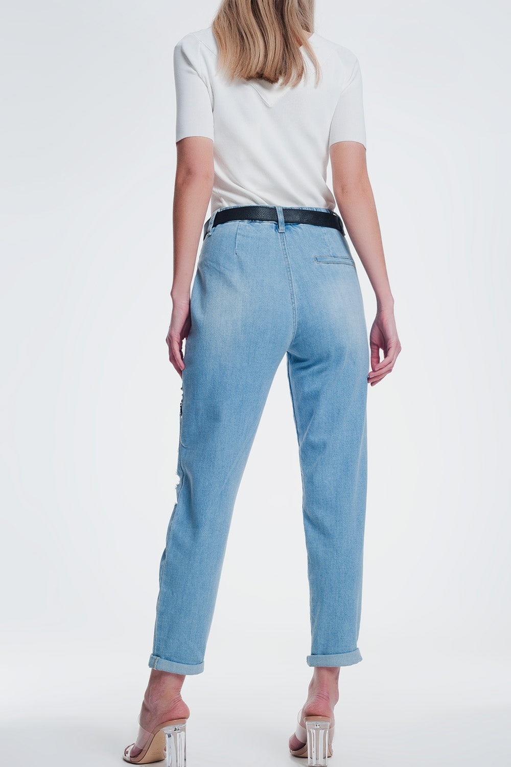 vintage vaqueros anchos con tachuelas y cadenas Q2