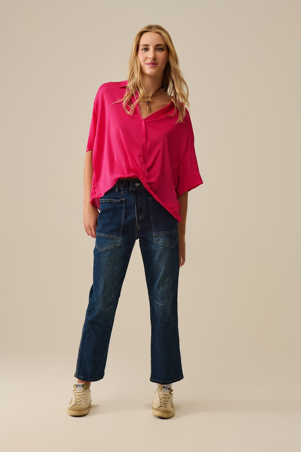 Wrap Front Shirt en fucsia Q2