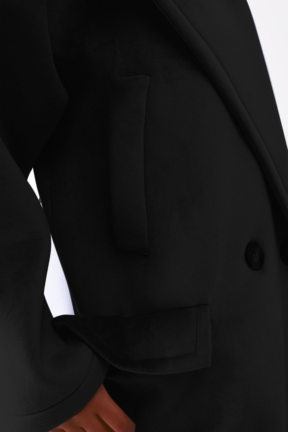 Abrigo oversize imitación ante en color negro Q2