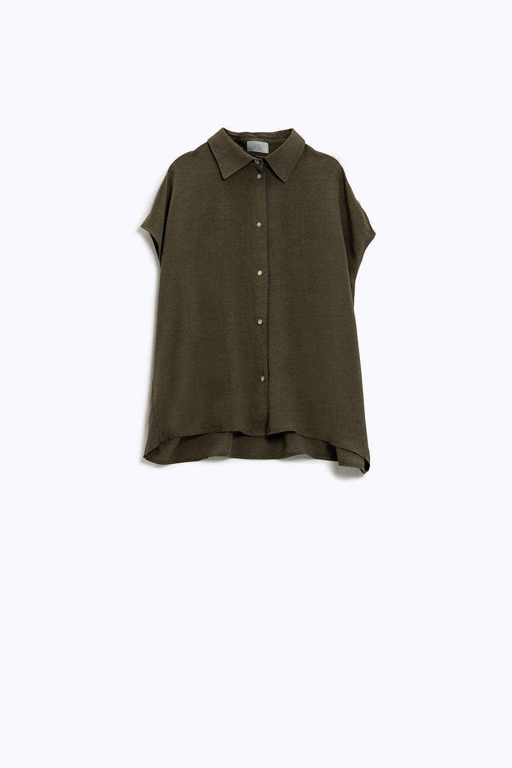 Blusa caqui abotonada con cuello polo Q2