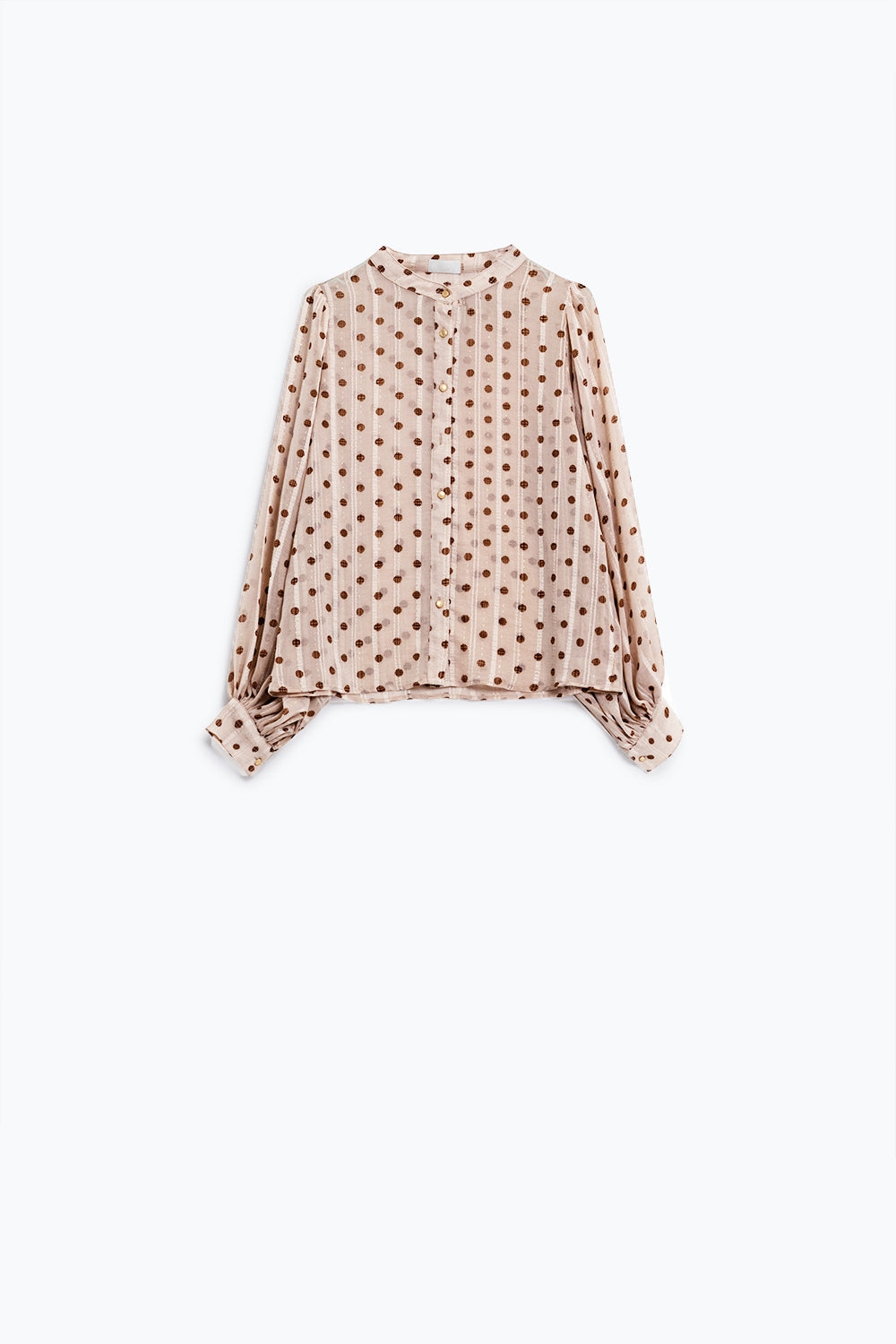 Blusa con mangas globo y lunares en beige Q2