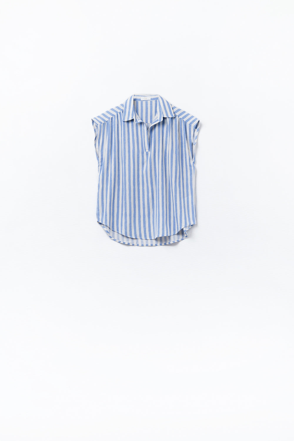 Blusa de rayas con mangas caídas en azul Q2