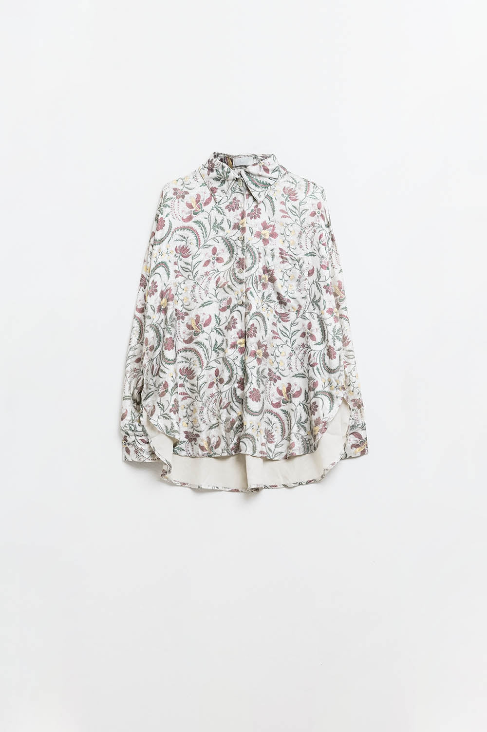 Blusa de satén con estampado de flores en gris Q2
