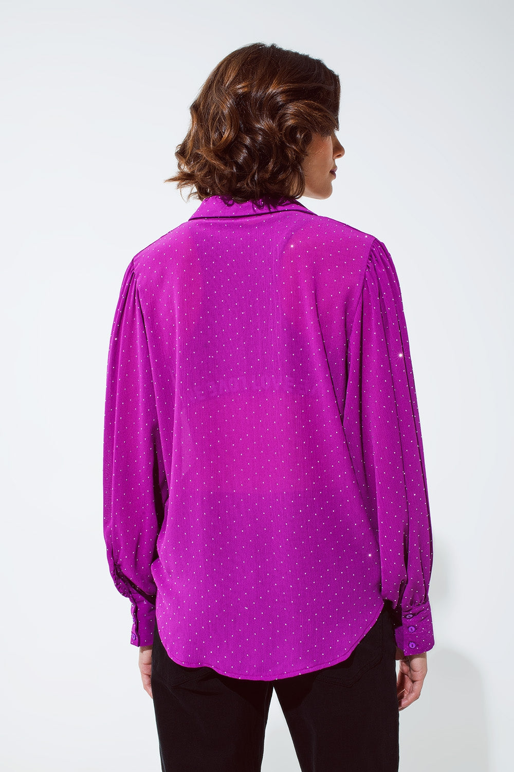 Blusa en magenta con detalle de strass Q2