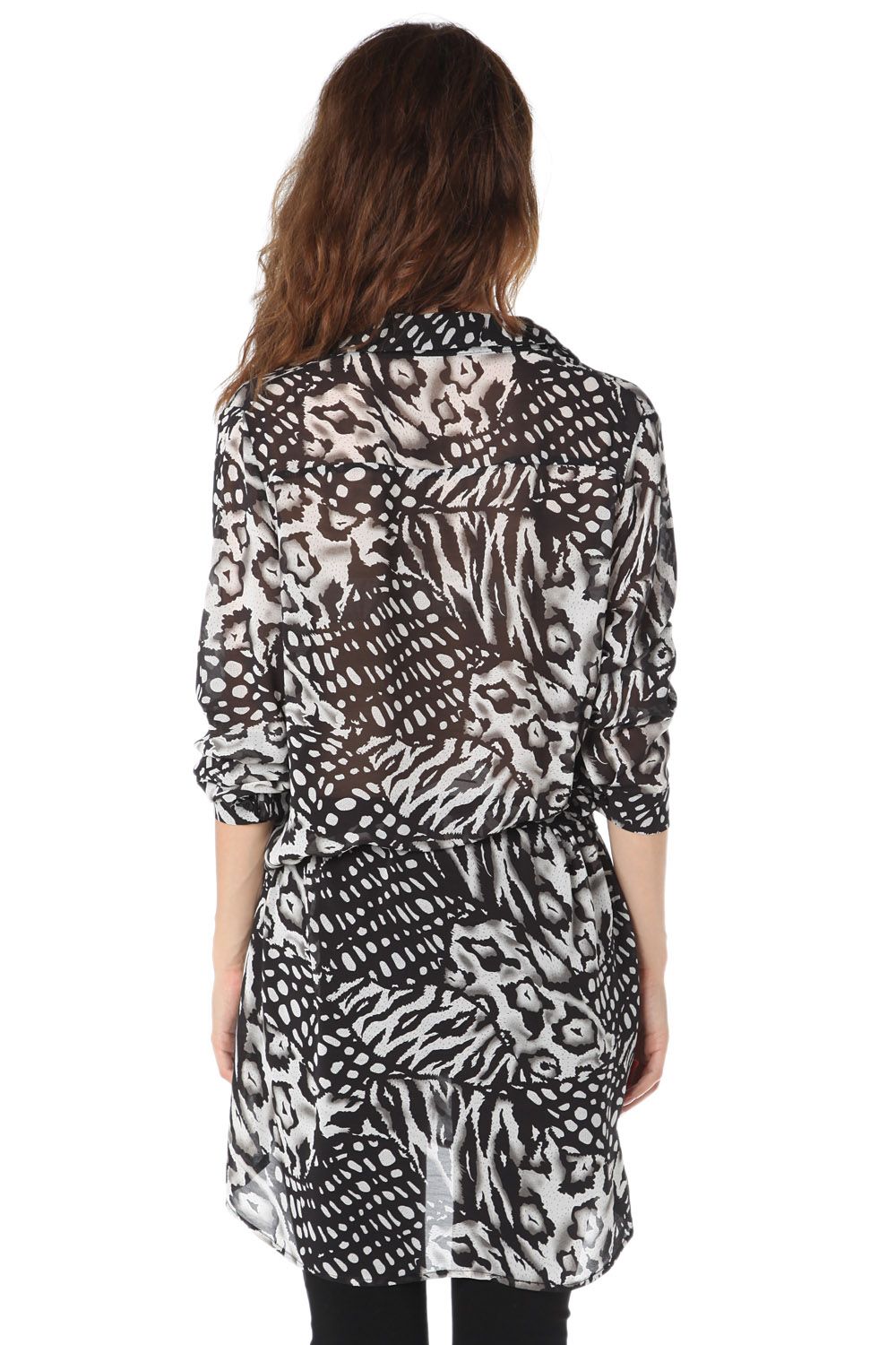 Blusa larga de gasa con estampado animal Q2