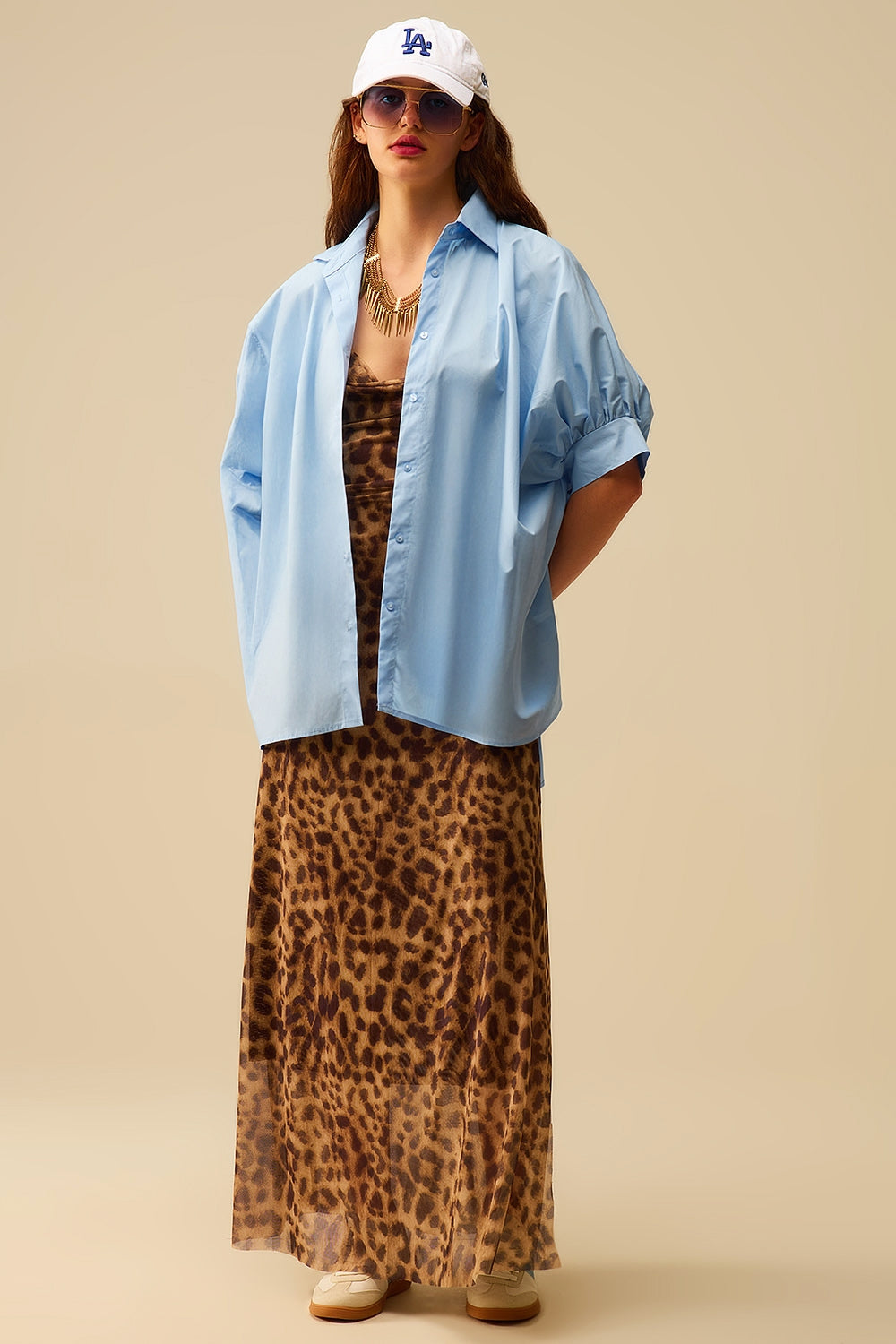 Blusa oversize azul bebé de manga corta Q2