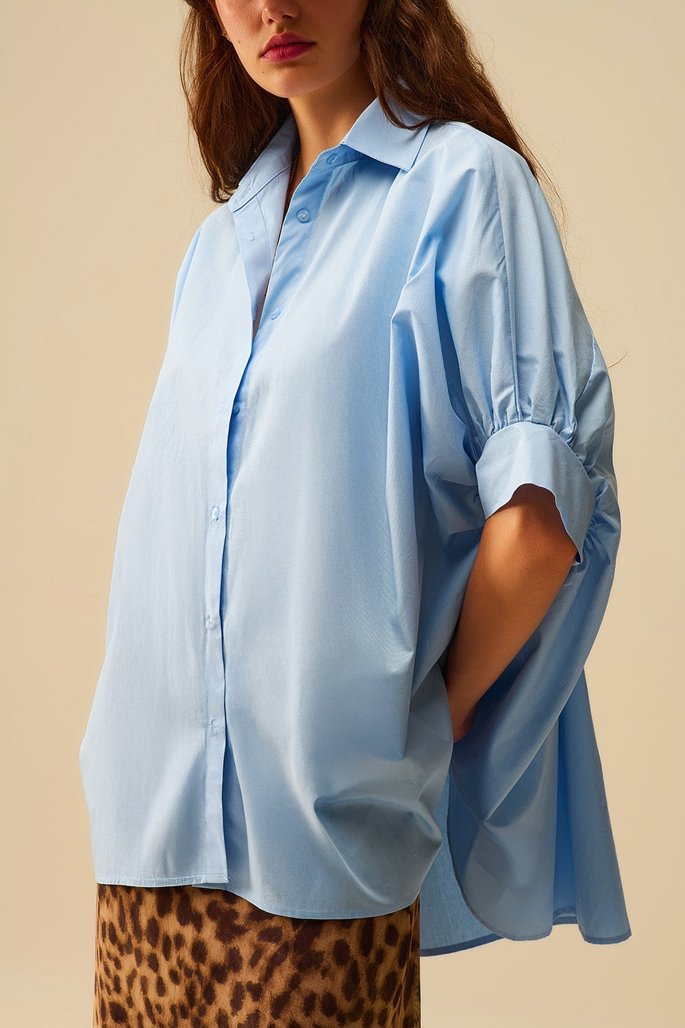 Blusa oversize azul bebé de manga corta Q2